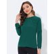 thumbnail image 3 of Allegra K Blusa casual de manga larga con cuello redondo y escote plisado para mujer Verde L Unique Bargains Blusa, 3 of 5