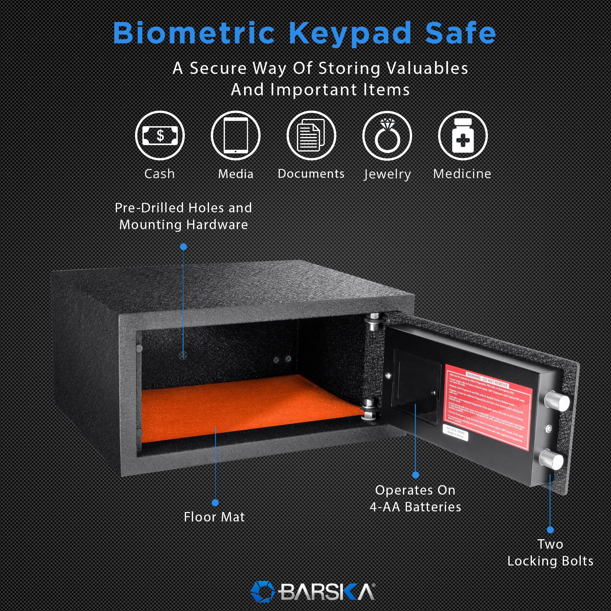 Barska HQ100 Biometric Keypad Safe