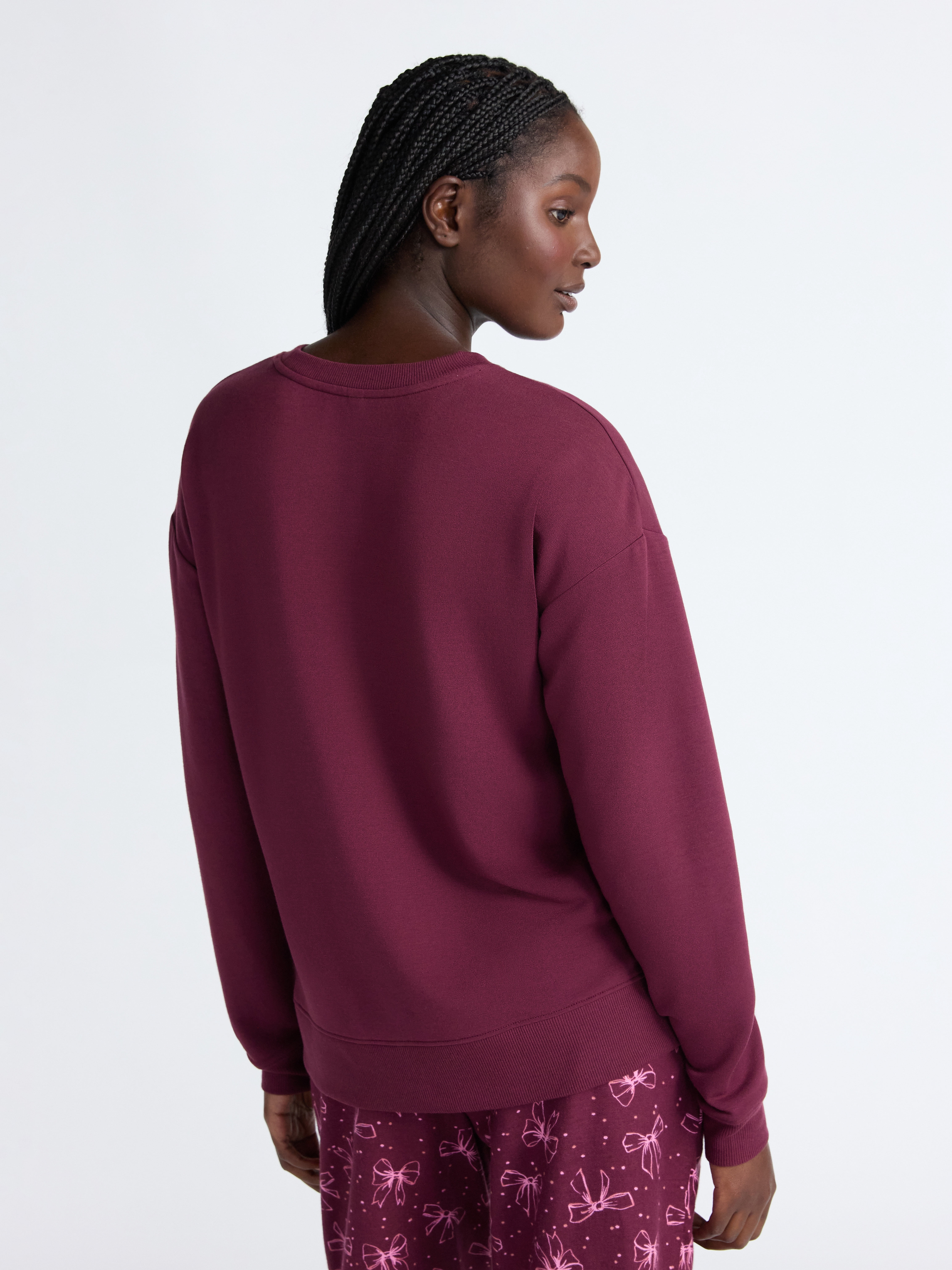 Joyspun Women's Fleece Drop Shoulder Sleep Top with Long Sleeves, Sizes XS-3X