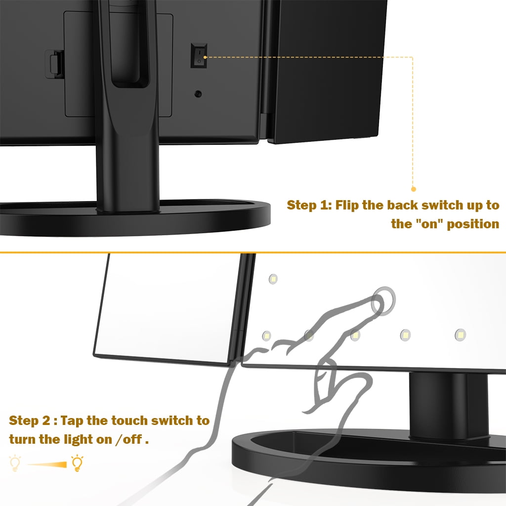 80 Value Langria Trifold Led Makeup Mirror 10x Magnification With Removable Base Walmart Com Walmart Com