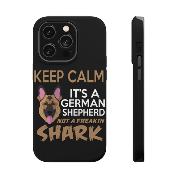DistinctInk Tough Case for Apple iPhone 15 PRO (6.1" Screen), Compatible with MagSafe Charging - Keep Calm - It's a German Shepherd