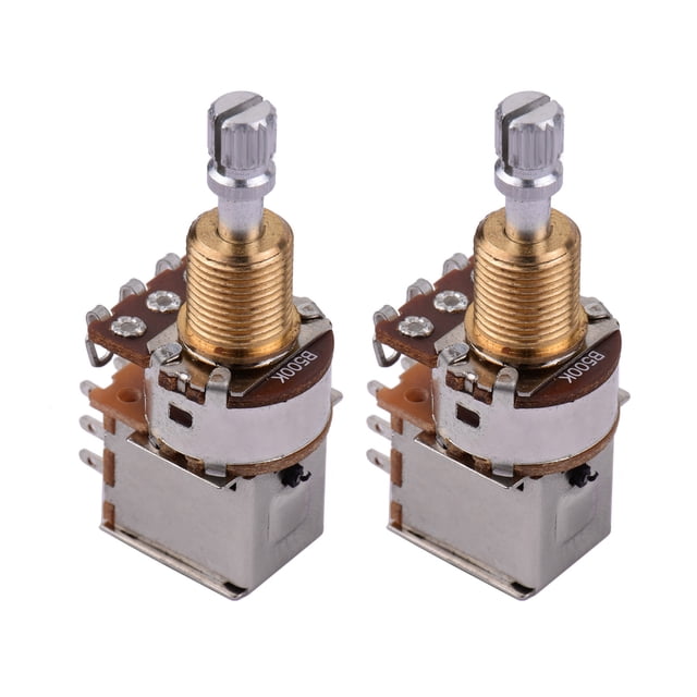Potenciómetros de bajo de guitarra eléctrica Abanopi de eje dividido Interruptor de botón pulsador P Potenciómetro de guitarra