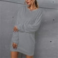 thumbnail image 2 of IROINNID Sweater Dress for Women Strapless Sweater Dress Loose Crew-neck Plush Sweater Long-sleeve Dress Discount,Gray, 2 of 6