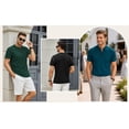 thumbnail image 5 of RICHCOIN Henley Men Shirts Short Sleeve T Shirts for Men Summer Tops Classic Pocket Button Casual Color Block Green Tees Size XXL, 5 of 7