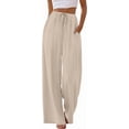 thumbnail image 3 of ZANKLEY Wide Leg Pants for Women Flowy Palazzo Drawstring Elastic Waist Trousers with Pockets Summer Beach Vacation Clothes, 3 of 10