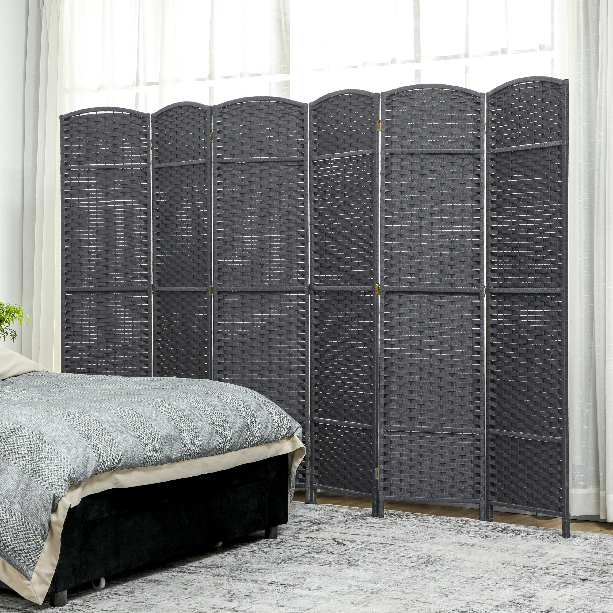 HOMCOM 6 Panel Room Divider Freestanding Folding Privacy Screen, Gray