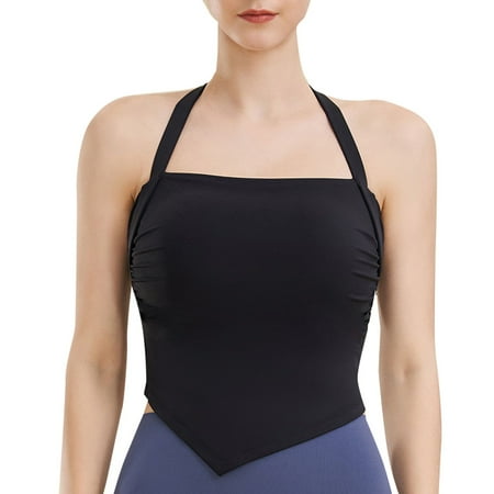 

ZMHEGW Seamless High Impact Yoga Bra for Women Wire-Free Sports Bra Solid Print Black S