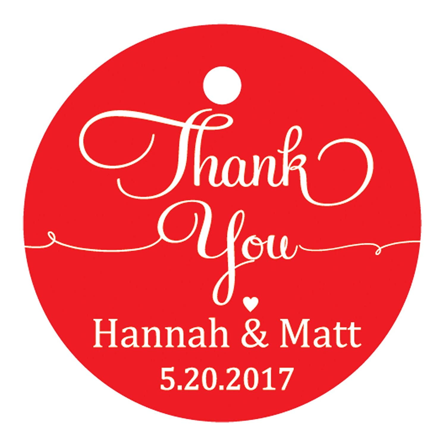 100 PCS Personalized Thank You Hang Tags Custom Wedding Favors Round