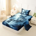 thumbnail image 2 of Manfei Mystic Moon Wolf Twin Sheets,Calm Woodland Bedding,Navy Blue,3 Pieces,1 Fitted Sheet and 1 Pillowcase, 2 of 6
