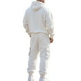 thumbnail image 4 of Moxiu Mens 2 Piece Tactical Athletic Tracksuit Quarter Zip Hoodie & Cargo Jogger Sweatsuit White,XL, 4 of 9