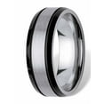 thumbnail image 2 of PalmBeach Jewelry Men's Satin and Brushed Two-Tone Ring in Stainless Steel and Black Ion-Plated Stainless Steel, 2 of 5