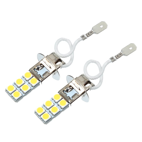 H3 Bombillas de luces antiniebla Bombilla de faro 5050 Chips 6000-6500K Proyector de faro LED automático 12V Lámpara de conducción de automóvil Aluminio Blanco 1 par
