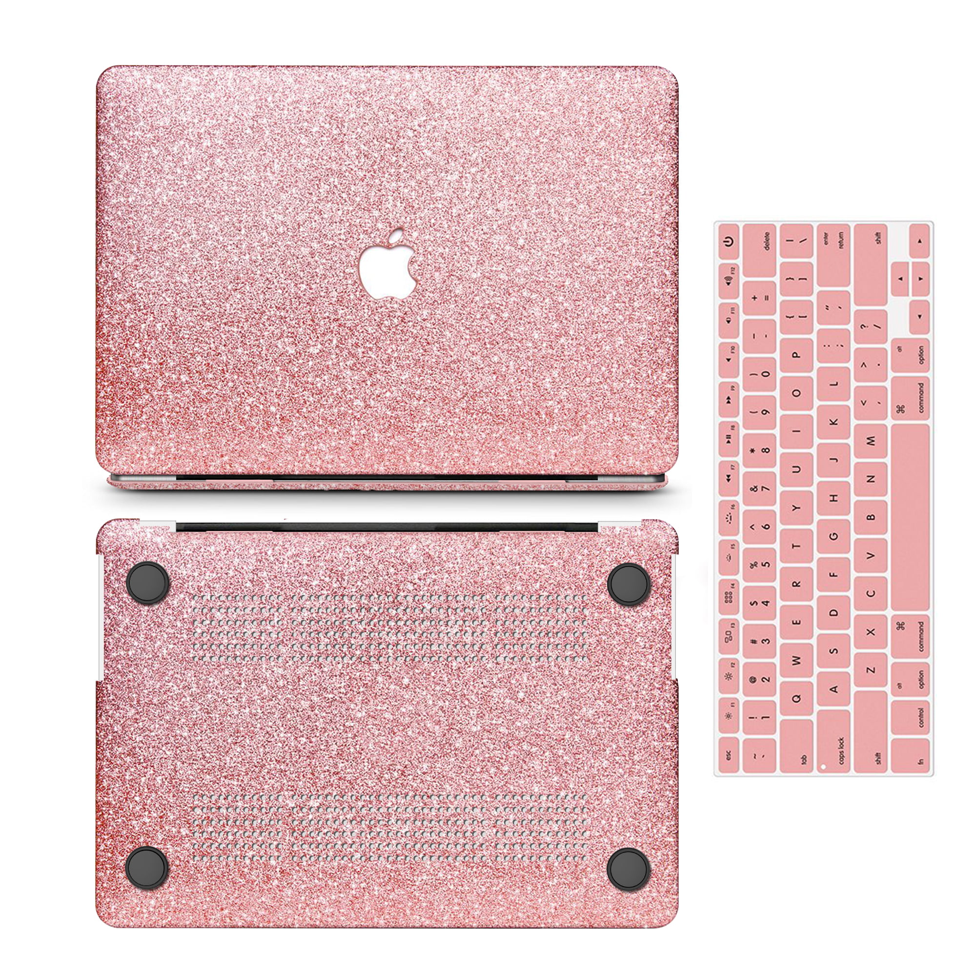 MacBook Air 13 Inch Case 2018 Release A1932 Anban Glitter Bling Smooth Protective Laptop Shell Slim Snap On Case with Keyboard Cover Compatible for MacBook Air 13 with Retina Display Rose Gold 