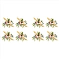 thumbnail image 1 of Juego de 8 Servilleteros de Rosas Dobles, Servilleteros de Flores Rosas con Bayas Y Hojas , Servilleteros Hechos Una Mano, 1 of 1