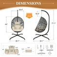 thumbnail image 4 of RADIATA Hanging Egg Chair with Stand, Outdoor Indoor Wicker Swing Chair, 450Lbs Nest Chair with Cushions, All-Weather Patio Hammock Seat for Porch Balcony Garden, Beige, 4 of 10