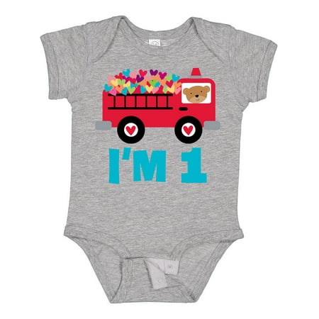

Inktastic 1st Birthday Fire Truck Gift Baby Boy or Baby Girl Bodysuit