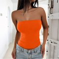 thumbnail image 4 of VJGBEGW Womens Crop Tube Tops Cute Strapless Bandeau Summer Going Out Sleeveless Backless Trendy Clothes Orange L, 4 of 6