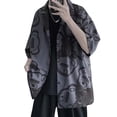 thumbnail image 1 of Printed Silk Short Sleeved Shirt Comfortable Breathable Men Ice Silk Shirt Top for Working, 1 of 8