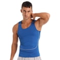 thumbnail image 2 of Hansber Adult Man Sleeveless Swim Tank Top Quick Dry Sports Rash Guard Tee Shirt Fitness Vest Blue 3XL, 2 of 7
