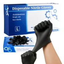 VEVOR Disposable Gloves, 4.5 Mil Black Nitrile Gloves with Textured Fingertips, Latex & Powder-Free, Food-Grade, Puncture Resistance, Ideal for Medical Exams, Cooking and Cleaning, 100 Count, Large