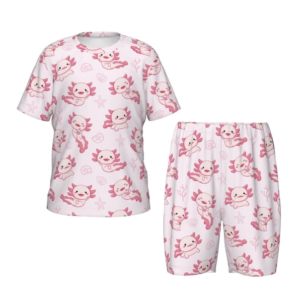 Balery Baby Salamander Conjunto de Pijama Infantil de Manga Corta con Estampado – Ropa de Dormir de Algodón Suave-Small