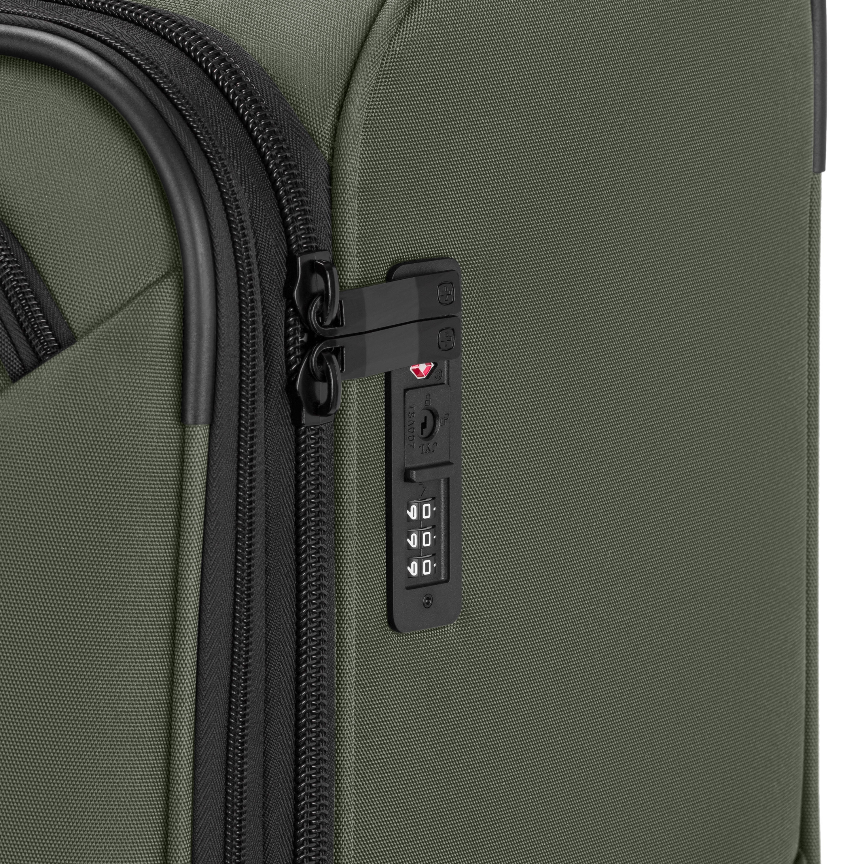 SWISSGEAR Stride Expandable Medium Checked Spinner Luggage, Olive Green, 8 Wheels & Built-in TSA Lock