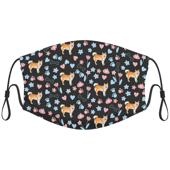Cute Shiba Inu Dog Graphic Printed Cloth Face Masks Reusable Washable Adjustable for Child (1 PCS)