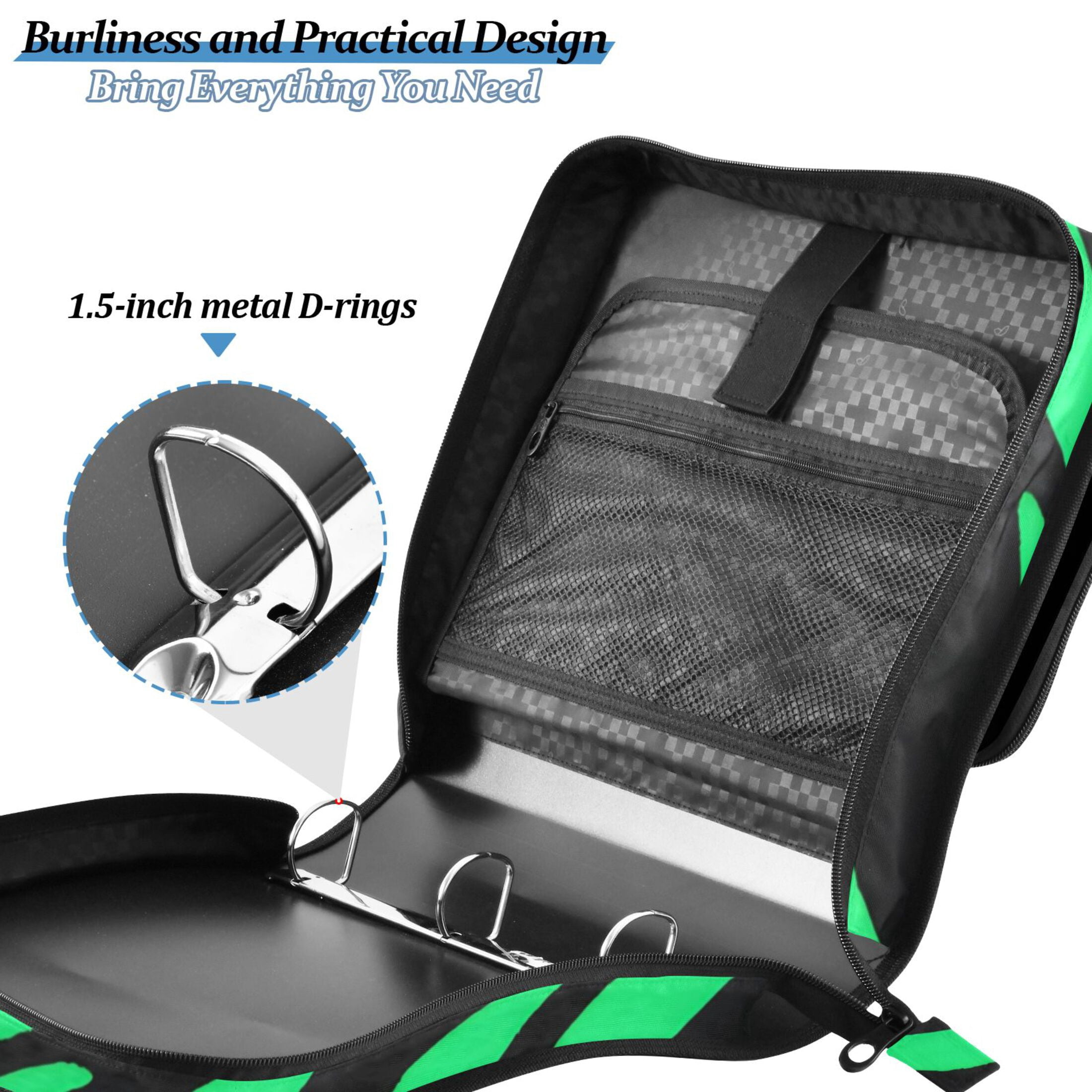ALAZA Zipper Binder Zebra Stripes Green 3 Ring Trapper Keeper File Folder Organizer Bag