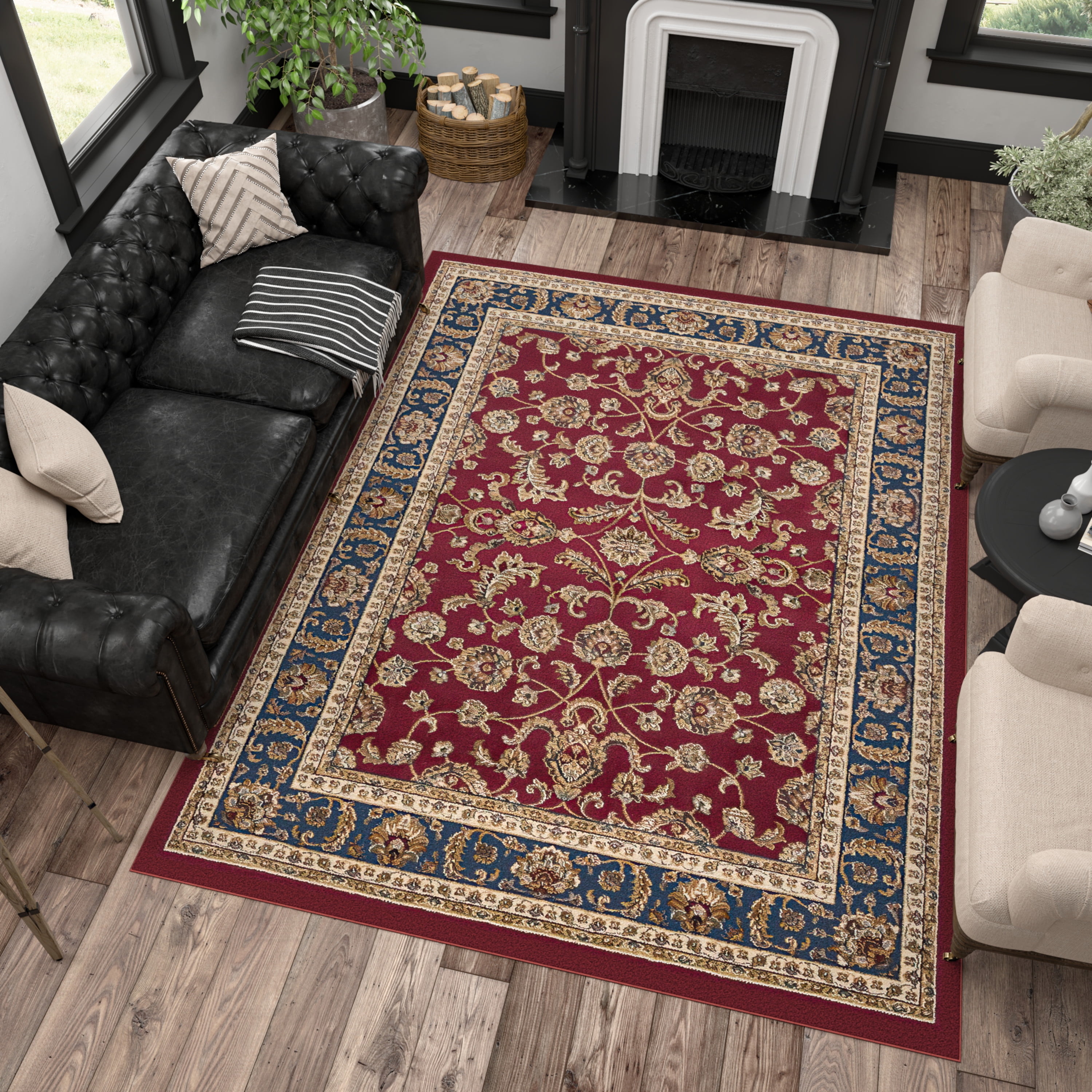 Sensation Transitional 8' x 10' Red and Beige Polypropylene Indoor Area Rug