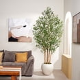 thumbnail image 4 of DR.Planzen 8ft Huge Artificial Olive Tree - Faux Olive Plant with Five Wood Trunk for Indoor & Outdoor Decor - Adjustable Branches - UV Resistant Realistic Olive Tree  in Large White Planter, 4 of 11