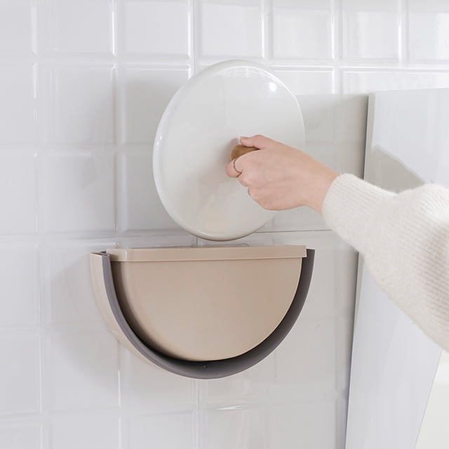 IDEANATEGRATE Cubos De Basura De Pared Plegables Beige Para Almacenamiento Conveniente En Cocina Hogar Y Auto