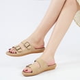 thumbnail image 7 of Ecetana Womens Flat Sandals Dressy Summer Comfortable Double Buckle Slip-On Slides Beach Shoes for Walking, 7 of 7