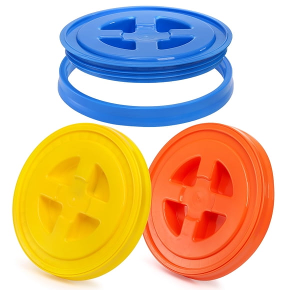 Hacaroa 3 Pieces 5 Gallon Bucket Lids, 12 Inch Plastic Screw Top Seal Lids, Leak-proof Reusable Bucket Twist Lid Caps for Pet Food, Grain, Paint