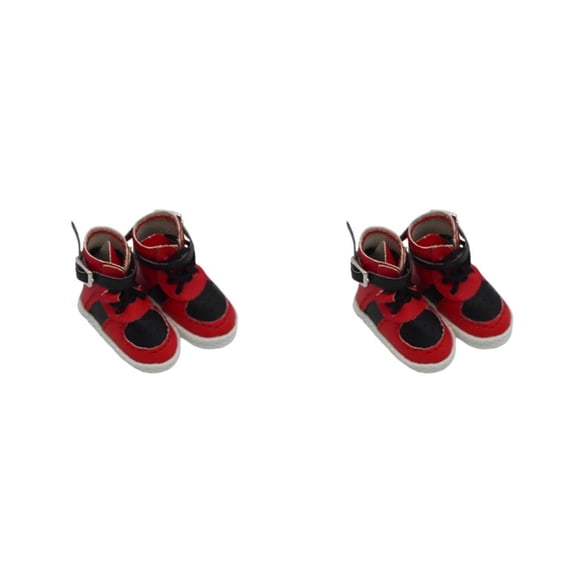 Vogacara Zapatos decorativos de muñeca para niños, diseño Simple, juguete de moda, zapato alto, juguete, estilo informal, decoración de negro rojo 2piezas