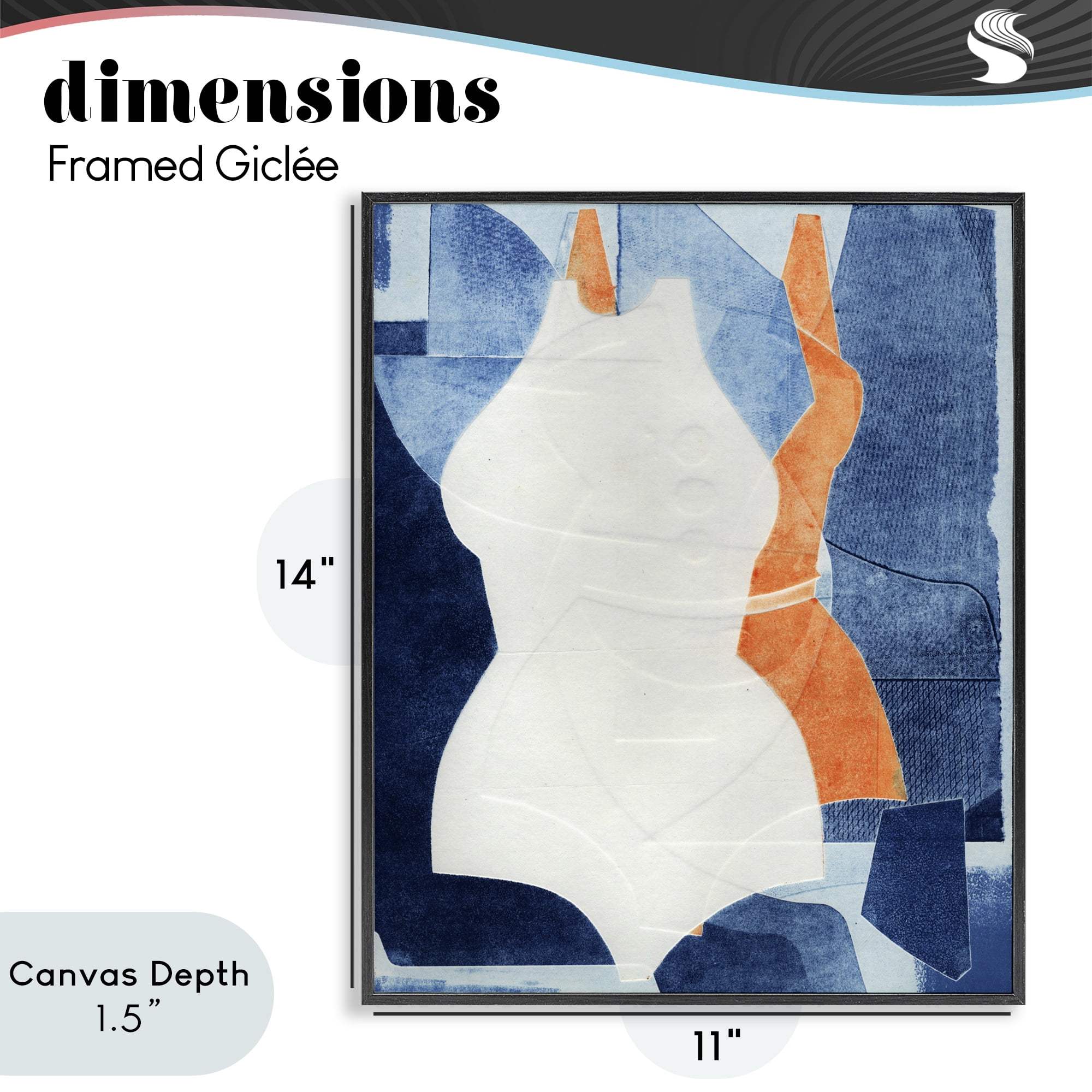 Stupell Industries Abstract Fashion Shapes Blue Black Framed Giclee Art, design by Stacy Milrany