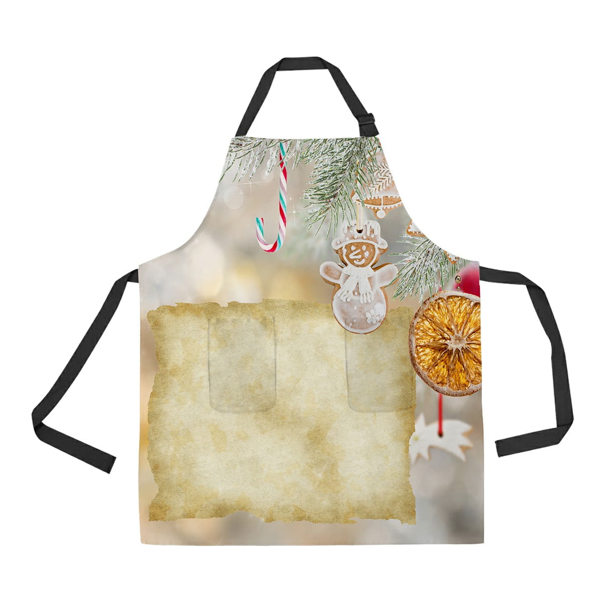 ABPHQTO Christmas Old Blank Paper Apron Home Kitchen Apron with Pockets