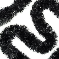 20FT Black Christmas Garland Metallic Twist Foil Tinsel Garland Shiny Hanging Decorations for Halloween Xmas Tree Decoration Wedding Party Supplies
