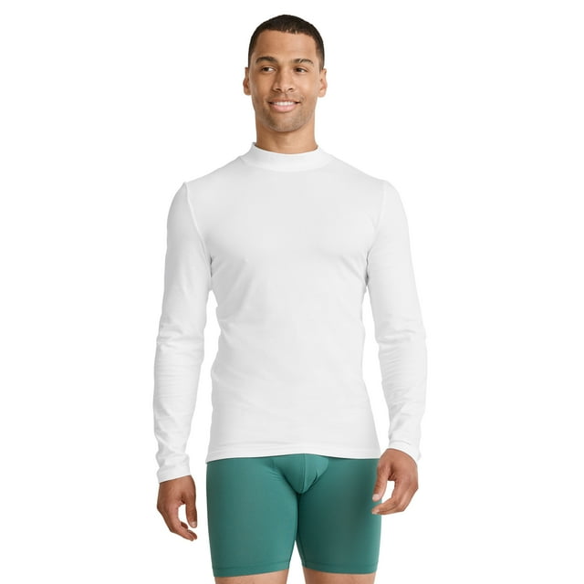 Jockey T-Shirt à Col Montant Extensible en Coton à Manches Longues pour Homme