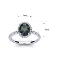 thumbnail image 5 of SuperJeweler 1 1/2 Carat Oval Shape Mystic Topaz and Halo Diamond Ring In Sterling Silver For Women, 5 of 6
