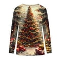 thumbnail image 5 of Craaazy Women's Christmas Long Sleeve Shirts Colorful Snowflake Christmas Tree Printed Round Neck Xmas Tops Gifts, 5 of 5