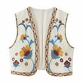 thumbnail image 2 of Aueoeo Women Open Front Crop Vests Ethnic Style Vintage Embroidered Floral Vests Top Sleeveless Boho Waistcoat Jacket, 2 of 3