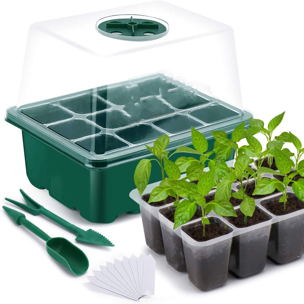 12 Cell/set Seedling Starter Tray Seed Germination Plant Propagation Garden Tool 
