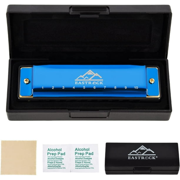 EastRock Blues Harmonica Mouth Organ 10 Hole C Key with Case, Diatonic