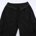 thumbnail image 3 of Pantalones Y2K Diseño de cintura con bridas Monos casuales negros Pantalones tejidos con costuras de bolsillo lateral hermoso Ygjytge para Mujer Negro T L, 3 of 9