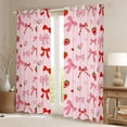 thumbnail image 2 of Erosebridal Girly Pink Ribbon Blackout Curtains Set of 2 (52x84 Each), Cartoon Strawberry Window Curtains, 2 of 6