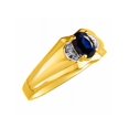 thumbnail image 3 of RYLOS Mens Rings Yellow Gold Plated Silver Classic Design 7X5MM Oval Gemstone &  Diamond Ring Sapphire September Birthstone Ring Size 9, 3 of 6