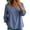 Blue, variant on Women Tops Shirts 3/4 Ruffle Cuff Raglan Square Neck Navy White Vertical Stripe Half Button Loose Casual Blouses Spring Fall Summer Womens Tops