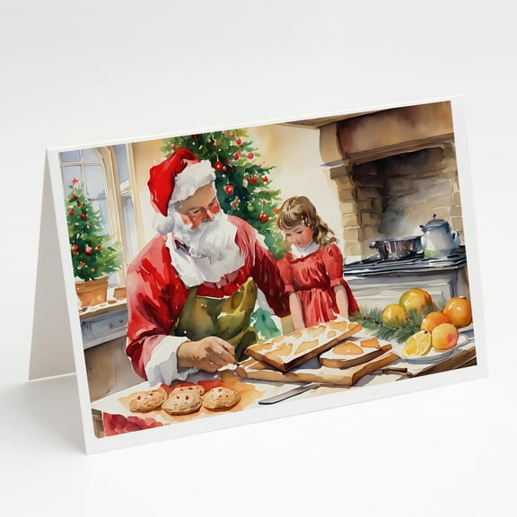 Cookies with Santa Claus Greeting Cards Pack of 8 7 in x 5 in