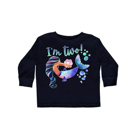 

Inktastic I m Two! 2nd Birthday Pink and Blue Mermaid Gift Toddler Boy or Toddler Girl Long Sleeve T-Shirt
