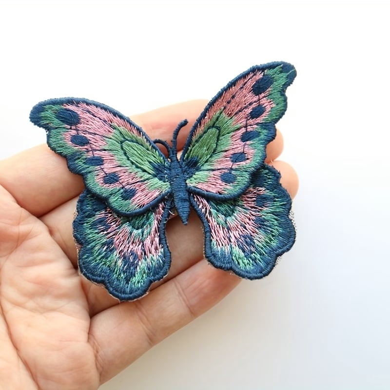 3pcs Colorful Butterfly Embroidered Applique - Double Layer Water Soluble Sew On Embroidery Patch for Clothing, Skirts, Shoes, and Hats - Decorative Sewing Accessories
